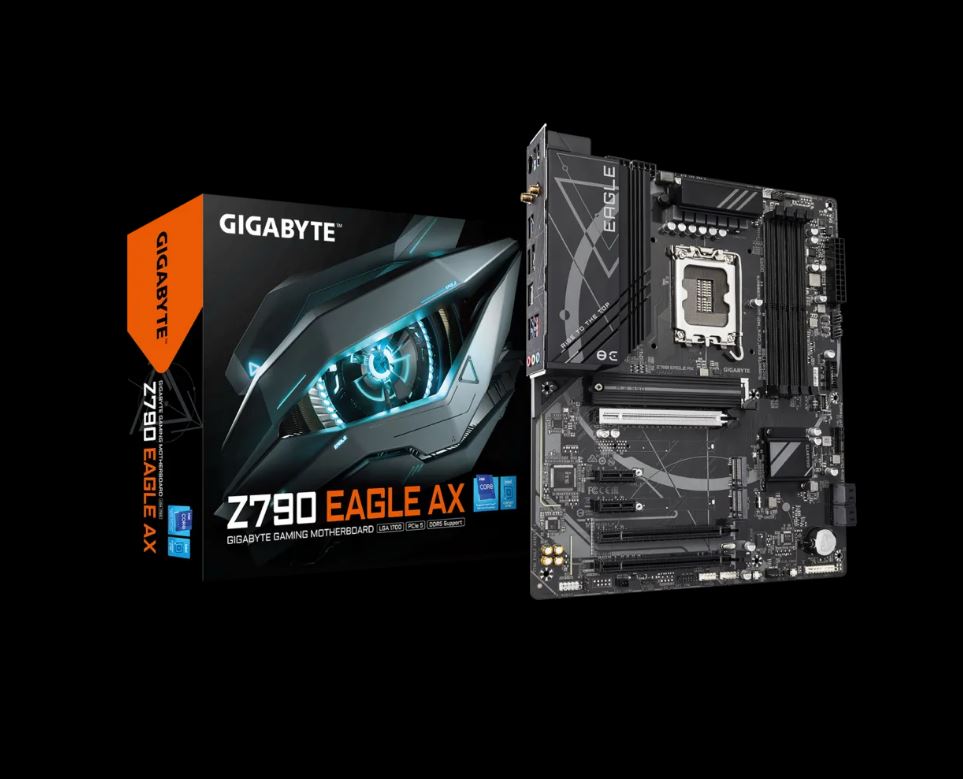 Gigabyte Z790 EAGLE AX Intel LGA 1700 ATX Motherboard, 4x DDR5 ~192GB, 3x PCI-E x16, 3x M.2, 4x SATA,  5x USB 3.2, 1x USB-C, 2x USB 2.0 Gigabyte Z790 EAGLE AX Intel LGA 1700 ATX Motherboard, 4x DDR5 ~192GB, 3x PCI-E x16, 3x M.2, 4x SATA,  5x USB 3.2, 1x USB-C, 2x USB 2.0